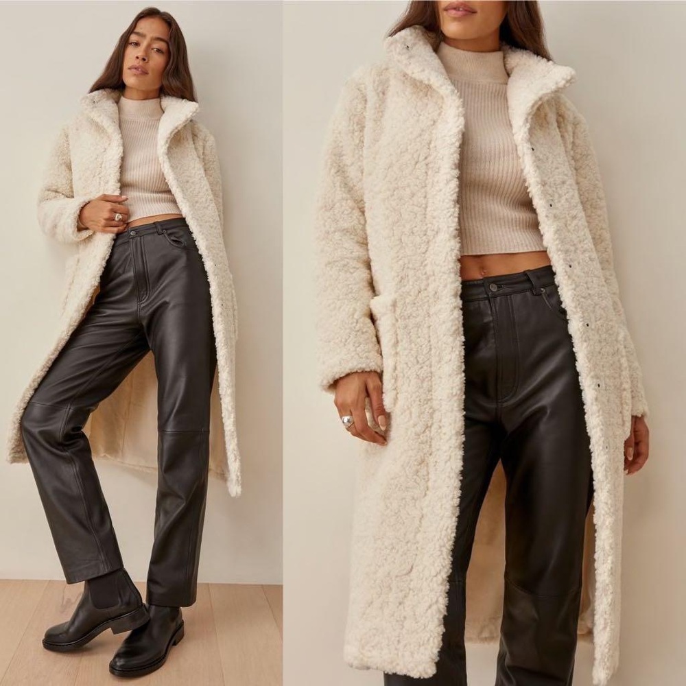Reformation White Sherpa Bromley Coat - Picture 2 of 3